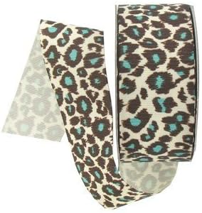 1.5" Grosgrain Cheetah Print Grosgrain Ribbon Blue - 3 Yards