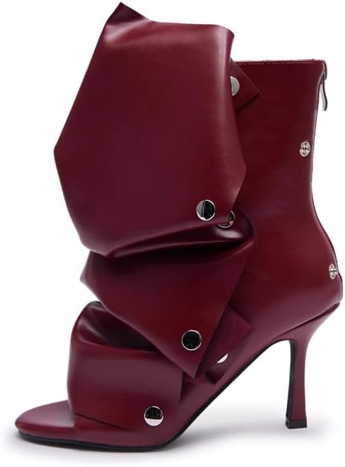sexytag Women's Peep Toe Booties Slouchy Stiletto Kitten Heel Sha...