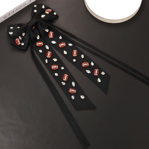 Accesorios Moños para el Cabello para Día de Partido, moños grandes para el cabello con cintas y piedras de imitación en rojo y azul, accesorios deportivos para fanáticas de fútbol miniatura 3