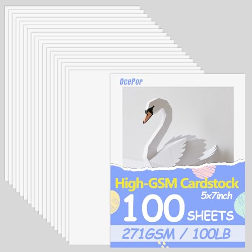 100 Blatt weißer Karton, 12,7 x 17,8 cm, blanko, 45,4 kg/271 g/m², dicker, schwerer Karton, Druckerpapier für Hochzeitseinladungen, Grußkarten, Postkarten, Fotos, Sammelalben
