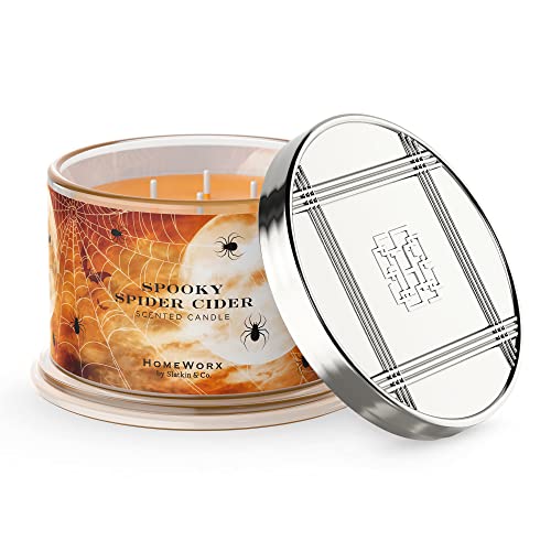 Premium Scented 4-Wick Candle, Spooky Spider Cider, Homeworx By Slatkin & Co - 18 Oz - Long-Lasting Jar Candle, 30-55 Clean Hours Burn Time - Orange Zest, Spiced Golden Pear, Green Apples & Ginger #TOP19