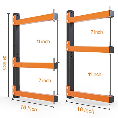 Acools Lumber Storage Rack, Lumber Rack Wall Mount, Heavy Duty Wood Storage Racks With 3-Level System, 360 Lb Durable Garage Wood Organizer, Orange Lumber Metal Racks For Indoor And Outdoor(2 Pack) #TOP1
