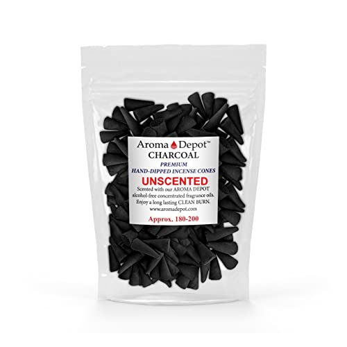 1'' Unscented 200 Charcoal Incense Cones - Ideal For Incense Making, Add Any Aroma Depot Fragrance Oil To Make Your Own Scented Cones. (Approx. 180-200) #TOP30