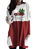 BOFETA Christmas Sweatshirt for Women Funny Xmas Lights Scoop Neck Pullover Dress Tops Holiday Shirt
