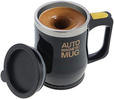 SHEENO Electric Self Stirring Coffee Mug, 400ML Stainless Steel Auto Magnetic Mug, Auto Mixing Cup for Coffee Tea Hot Chocolate Milk Cocoa Protein ( Black)