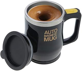 SHEENO Electric Self Stirring Coffee Mug, 400ML Stainless Steel Auto Magnetic Mug, Auto Mixing Cup for Coffee Tea Hot Chocolate Milk Cocoa Protein ( Black)