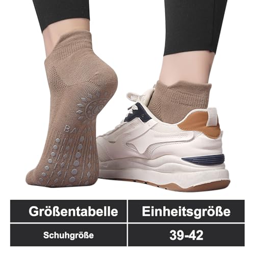 ILovDaisy Pilates Yoga Socken Damen 39-42, Stoppersocken Rutschfeste Sneaker Socken Yogasocken, Antirutschsocken mit Noppen für Trampolin Gymnastik Fitness Krankenhaus Zuhause 3Paar