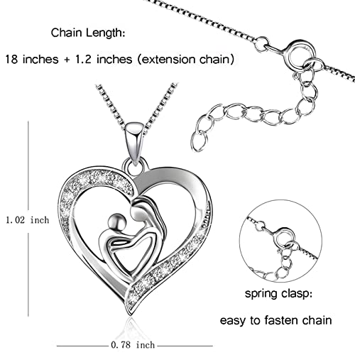 925 Sterling Silver Mother And Child Love Heart Pendant Necklace Mom Daughter Jewelry Gifts For Women #TOP1
