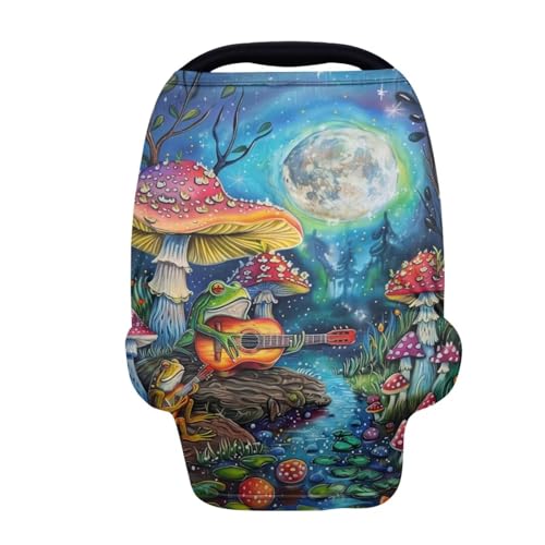 Image of Youngerbaby Mushroom Car Seat Cover Baby Stuff Multi-Use Car Seat Canopy Carrier Cover, Breathable Breastfeeding Cover Cute Frog Baby Stuff Boys & Girls Car Seat Covers