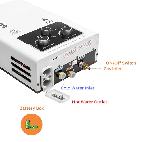 Image of POLO 6L LPG Gas Geyser for Cylinder Gas | Pure Copper Heat Exchanger | ISI & BIS Certified | Instant Water Heater | No Electricity Required | 2 Years Warranty | White