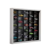 Decographics | Vitrina H50 | Compatible con Hot Wheels | Capacidad 50 Coches | Vitrina para colección | Organizador de Coches (Blanco Interior Negro)