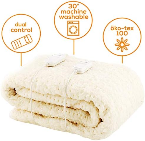 Monogram by Beurer Komfort Heated Mattress Cover - Dual Control | Fully fitted with deep elasticated skirt | Machine washable | 6 temperature settings | Extra soft & breathable | Super King 180x200cm