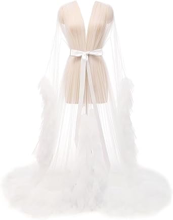 yinyyinhs Womens Tulle Robe Bridal Lingerie Gowns Long Puffy Sheer Maternity Photoshoot Robe Nightgown Bathrobe Sleepwear