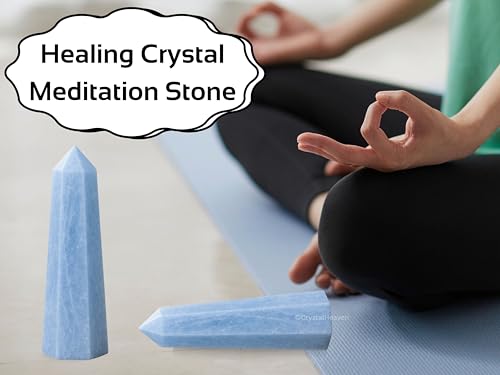Image of Certified Blue Calcite Crystal Tower Obelisk Point for Chakra, Healing and Balancing - AAA Grade Original Certified Gemstone Agate for Reiki Meditation Yoga Spiritual (3-4 Inches)