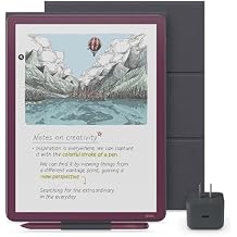 Amazon Kindle Scribe Essentials Bundle - Amazon Kindle Scribe Colorsoft 64GB - Fig, Premium Pen, Premium Leather Folio Cover-Graphite,Power Adapter