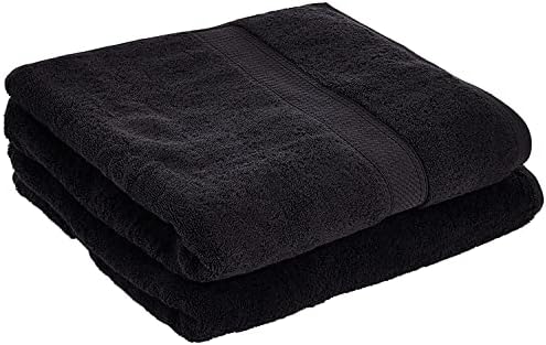 SUPERIOR Egyptian Cotton 800 GSM Bath Towel Set, Includes 2 Bath Towels, Luxury Plush Essentials, Absorbent Quick Dry Towels, Guest Bathroom, Apartment, New Home, Shower, Hotel Quality, Black