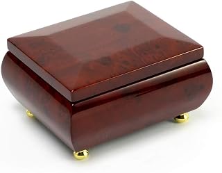 Custom Music Box for Women, 95 MB USB Module, 15+ MP3 Songs, Easy Music Upload, Change Anytime, On/Off Switch, Solid Wood Red USB Jewelry Box with Floral Pattern, Valentine Gifts