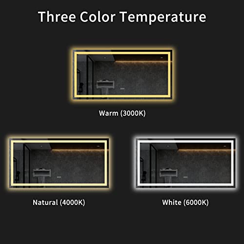 LOAAO 72X36 LED Bathroom Mirror with Lights, Anti-Fog, Dimmable, Backlit + Front Lit, Lighted Bathroom Vanity Mirror for Wall, Memory Function, Tempered Glass, ETL Listed by LOAAO - Image 6