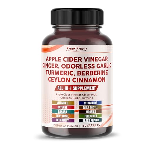 PEAKPURY Apple Cider Vinegar Ginger Odorless Garlic Turmeric Berberine