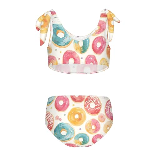 KLL Donuts Background Girls' Two Piece Bikini Set Scoop Neck Swimsuit Swimwear Adjustable Shoulder Strap2