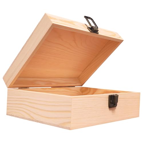 LuckyZoo77 Wooden Box 8.26x6x3 Inch – Small Natural Wood Box for Crafts and Storage, Unfinished Wood Box for DIY Decoration, Keepsake, Jewelry, or Gift Box