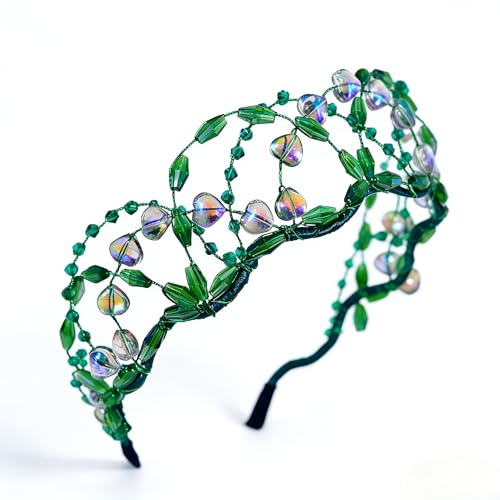 Green Crystal Beaded Headband Bridal Tiara Hair Band Wedding Accessory