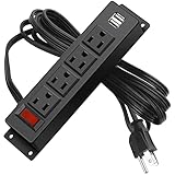 Wall Mount Power Strip with 4 Outlet, Mountable Power Strip with 2 USB Ports, 4-Port Under Desk Moun