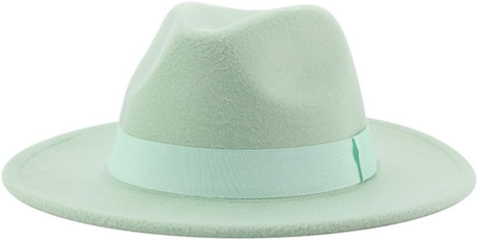 Women's Fedora Hats Wide Brim Ribbon Band Solid Classic Formal Dress Wedding Hats Unisex
