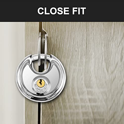 Keyed Padlock, 2 Pack Stainless Steel Discus Lock Heavy Duty With 6 Keys, 3/8 Inch Shackle Waterproof And Rustproof Storage Lock For Warehouse, Garage, Storage Locker, And Outdoors (Keyed Different) #TOP6