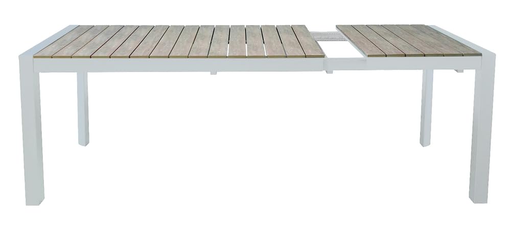 VERDELOOK | Tavolo Allungabile Creta Bianco 163,5/223 H75 cm, Tavolo da Giardino con Struttura in Alluminio Verniciato e Piano in Polywood Effetto Legno, Tavolo da Esterno con Prolunga