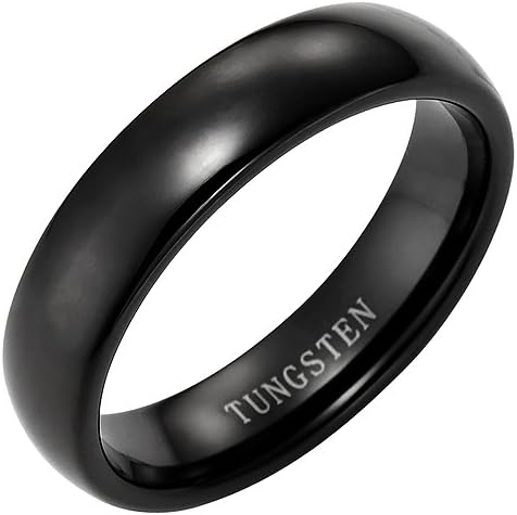 Willis Judd Black Mens 6mm Band Ring Crafted in Pure Tungsten with Black Velvet Gift Box. Available in Most Sizes