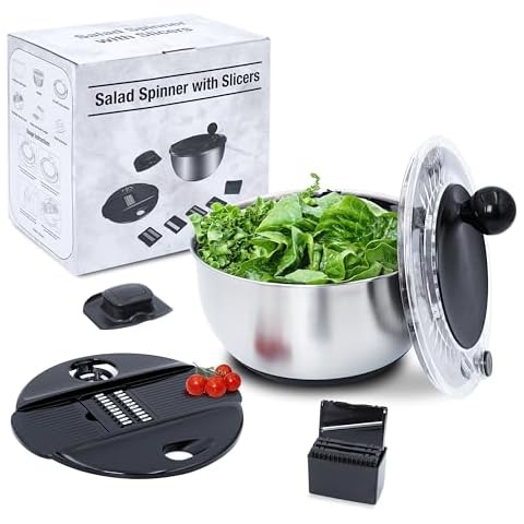 Jikoni Yetu 5.28Qt Stainless Steel Salad Spinner Cover