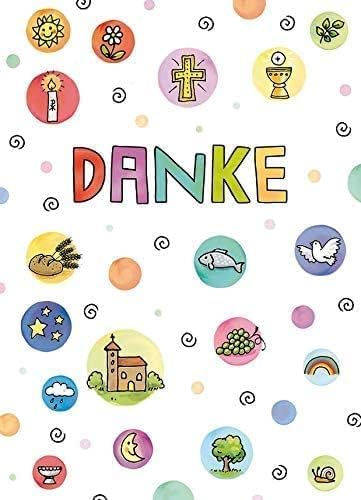 Perleberg Communion Invitation Cards in Premium Quality Pack of 5 Elegant Communion Invitation Cards with Envelopes for Girls and Boys with Symbols 10.5 x 14.5 cm