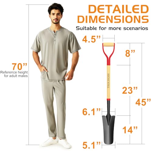 HIGHLIGHT Spade Shovel, Transplanting Spade, Drain Spade, Spade Shovels for Digging, Sharp Shooter Shovel or Spade, 45Inch, Stell D-Grip, Wooden Handle