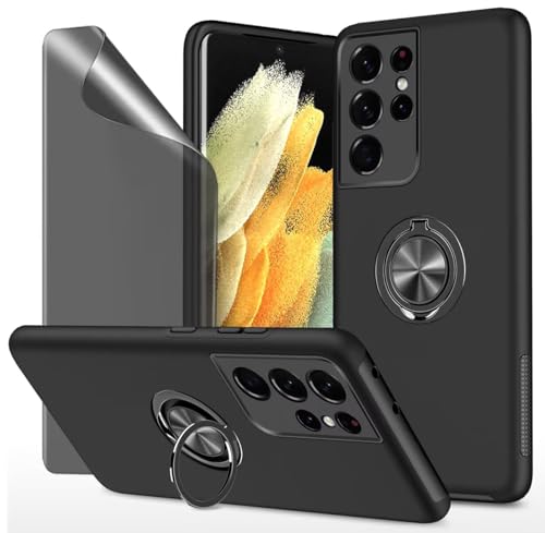 Dechyi Privacy cover per Samsung Galaxy S21 ultra 5G Custodia con Anti-Peeping in Pellicola salvaschermo con custodia protettiva ad anello- Nero