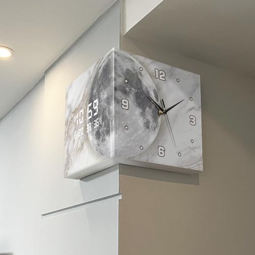 Image of Bnf Lunar Pattern Wall Mounted Corner Clock Wall Decoration for Kitchen Creative 26x26x26cm|Home & Garden | Home Dcor| Clocks | Wall Clocks