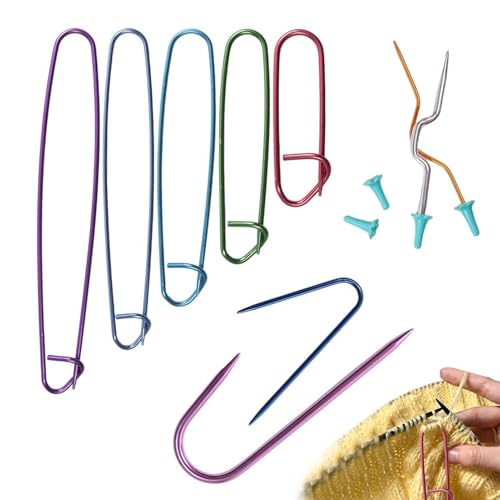 Agujas de torso para ganchillo, pasador de seguridad práctico colorido y versátil, herramientas de ganchillo agujas torsadas, para suéteres mantas DIY Tapiz calcetines proyectos artesanales