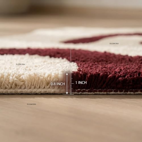 Image of Hand Tufted Wool Rug 5x7 Ft - Modern Irregular Shape Aesthetic Carpet, 1 Inch Thick Pile, Anti-Skid Backing, Soft Handmade Woolen Area Rug for Living Room, Bedroom, Hall Decor