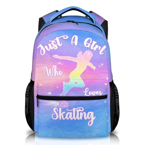Backpack for Girls - 17 Inch Lightweight Skating Backpacks Gift for Kids School - Pink Skating Bookbag for Kindergarten Preschool Primary