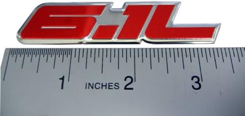 Miniatura 2 de Emblema de aluminio real de 6.1 litros de color rojo en plata pulida Hemi Engine compatible con Dodge Charger Challenger Magnum Jeep Grand Cherokee