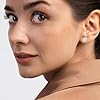 Mabor 4 Pairs Silver Stud Earrings for Women Mens, Square Stud Hoop Earrings Anti-sensitive Post Square CZ Studs Set Gifts #5