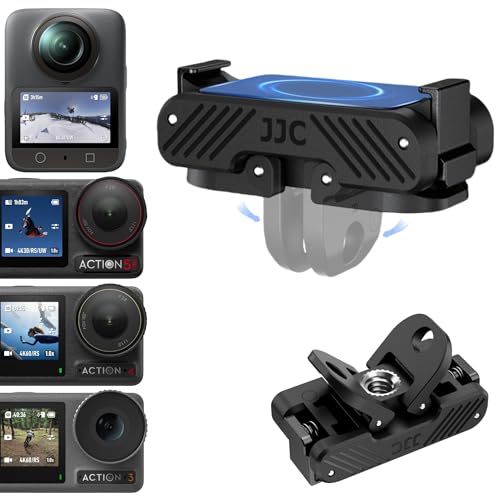 JJC Action 5 Magnetic Quick Release Adapter for DJI Osmo 360 Action 5 pro 4 3 Accessories Replace OEM Quick Release Mount with Folding Claws & 1/4 Screw Hole Heavy Duty Nylon Extension Adapter Base