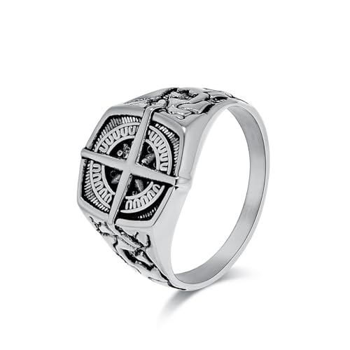 Bague boussole en acier style rétro pour hommes et femmes taille 9