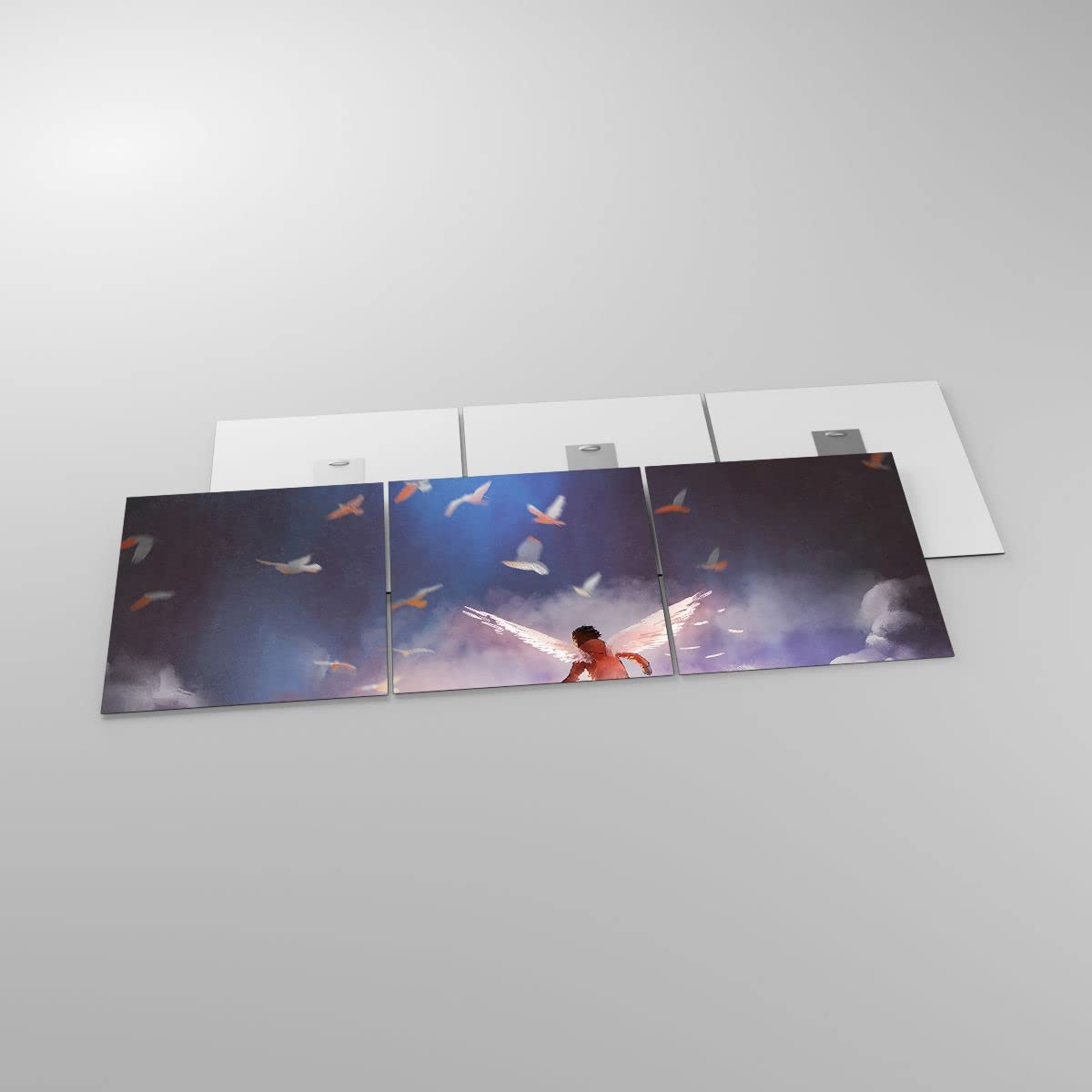 ARTTOR Cuadro Decorativo 120x40cm Moderno Tríptico Infantil Fantasy - 4102 | Imaginación Cuento de hadas Historia Cuadro sobre Vidrio Arte mural Dormitorio Cuadros de Pared Impresión en Cristal ARTTOR