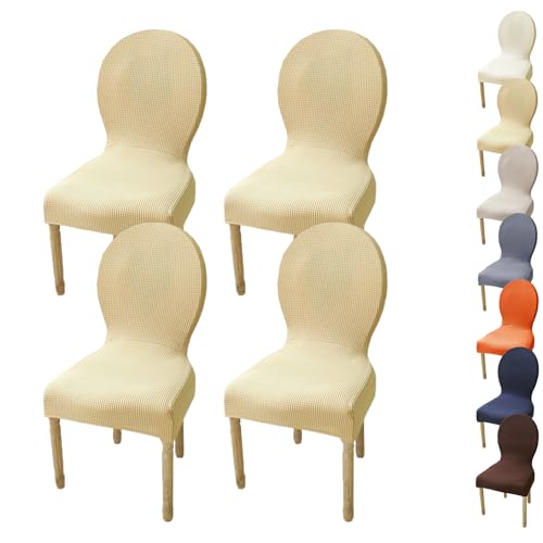 KCCRHIN Housse De Chaise avec Dossier Rond 6/4/2 Pièces Housse De Chaise De Salle À Manger Housse Chaise De Mariage Housse De Chaise Extensible Protecteur De...