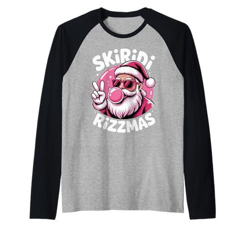 Skiridi Rizzmas Cool Santa Lovers Funny Vibe Christmas Fun Raglan Baseball Tee