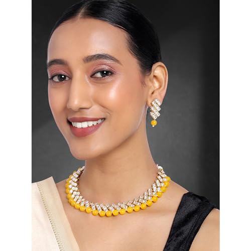 Image of Peora Kundan Faux Pearl Necklace & Jewelry Set Gift for Women