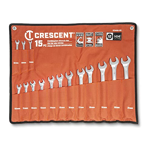 Crescent 15 Pc. 12 Point Metric Combination Wrench Set With Tool Roll - Ccws5-05 #TOP2
