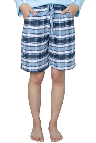 Boys Cotton Pajama Shorts Lounge Plaid Sleep Pants Soft Comfy Elastic Waist Drawstring with Pockets for Kids