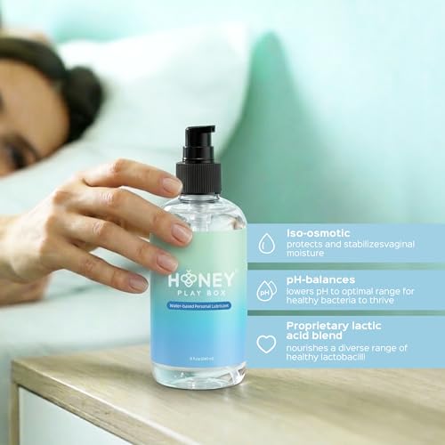 Image of HoneyPlayBox Water Based Lube Personal Lubricant for Men, Women & Couples, Anal Lube, Non-Sticky, Easy-to-Clean, Toy & Condom Compatible, 8 Fl Oz